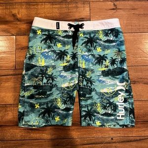 Hurley Kids Swim Shorts - Green and Yellow